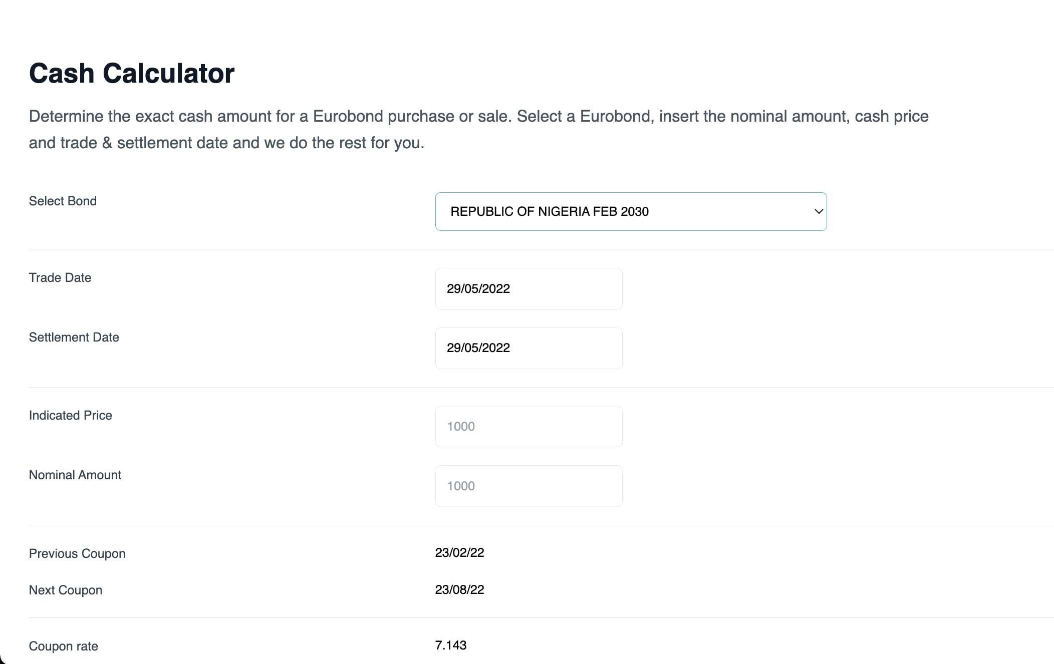 Cash calculator